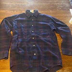 Men's Navy and Red Plaid Shirt